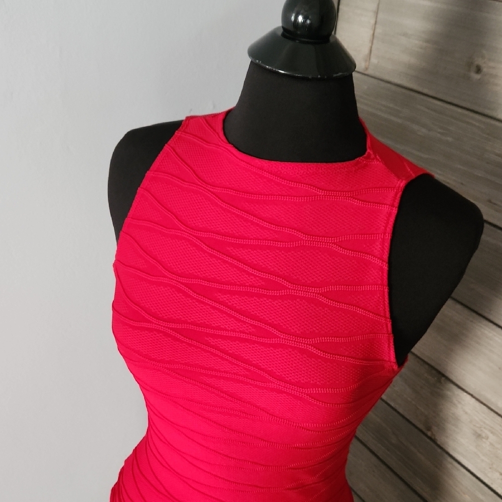 Windsor Red Ribbed Halter Bodycon Mini Dress - Picture 3 of 8